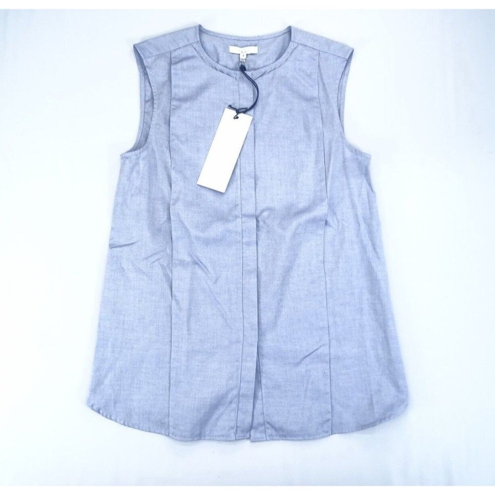 New Adam Lippes Womens Blue Button Front Top Size 6 Sleeveless Dress USA Made